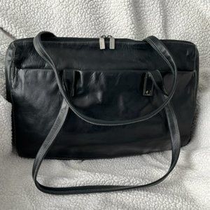 Perlina New York Black Leather Shoulder Bag/Tote